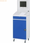 Rau Computerschrank 650x520x1895mm mobil lichtgrau/enzianblau