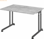 mcbuero.de Schreibtisch C-Fu&szlig; 120x80cm Beton/Graphit