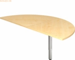 mcbuero.de Anbautisch 160x80cm 2xViertelkreis/Fu&szlig; eckig Ahorn/Silber