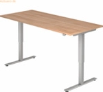 mcbuero.de Sitz-Steh-Schreibtisch elektrisch 180x80cm Nussbaum/Silber