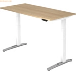 mcbuero.de Sitz-Steh-Schreibtisch elektrisch 160x80cm Eiche/Wei&szlig;-alu