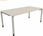 Soennecken Schreibtisch Vierfu&szlig; Rundrohr B1800xT900xH680-820 silber/Ak