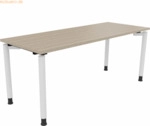 Soennecken Schreibtisch Vierfu&szlig; Rundrohr B1800xT700xH680-820 wei&szlig;/Eich
