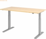 mcbuero.de Sitz-Steh-Schreibtisch elektrisch 160x80cm Ahorn/Silber