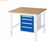 Rau Arbeitstisch 1000x1000x760-1080 4xSchub B-Platte 25mm lichtgrau/en