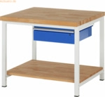 Rau Werkbank 1000x900x840-1040mm 1xSchublade-TA lichtgrau/enzianblau