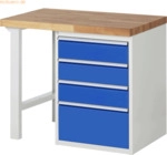 Rau Werkbank 1000x700x890mm 4xSchublade-TA lichtgrau/enzianblau