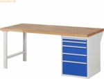 Rau Werkbank 2000x900x890mm 5xSchublade-TA lichtgrau/enzianblau
