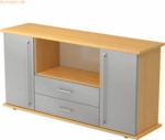 mcbuero.de Sideboard SB 2OH 2 Sch&uuml;be BxTxH 166,1x44,8x84cm Griff RE Bu