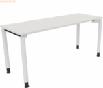 Soennecken Schreibtisch Vierfu&szlig; Rundrohr B1600xT600xH680-820 wei&szlig;/Wei&szlig;