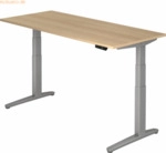 mcbuero.de Sitz-Steh-Schreibtisch elektrisch 180x80cm Eiche/Silber