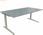 Soennecken Schreibtisch Kufe Quadrat B1800xT1000xH650-850 silber/Beton