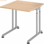 mcbuero.de Schreibtisch C-Fu&szlig; 80x80cm Eiche/Silber