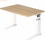 mcbuero.de Schreibtisch C-Fu&szlig; 120x80cm Eiche/Wei&szlig;