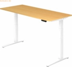 mcbuero.de Sitz-Steh-Schreibtisch elektrisch 180x80cm Buche/Wei&szlig;