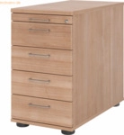 mcbuero.de Standcontainer 80cm 4 Schub Schloss B&uuml;gelgriff Nussbau