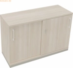 Soennecken Schiebet&uuml;renschrank 2OH B1200xT442xH781mm silber/Akazie hel