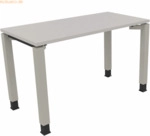 Soennecken Schreibtisch Vierfu&szlig; Quadratrohr B1200xT600xH680-820 silber