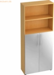 mcbuero.de Regal 5 OH BxTxH 80x33x188cm T&uuml;ren unten Griff BM Buche/Sil
