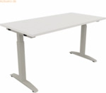Soennecken Schreibtisch Kufe Quadrat B1400xT700xH650-850 silber/wei&szlig;