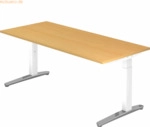 mcbuero.de Schreibtisch C-Fu&szlig; 180x80cm Buche/Wei&szlig;-Alu poliert