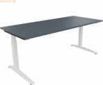 Soennecken Schreibtisch Kufe Quadrat B1800xT800xH650-850 wei&szlig;/Lavagrau