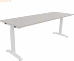 Soennecken Schreibtisch Kufe Quadrat B2000xT700xH650-850 wei&szlig;/Lichtgra