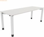 Soennecken Schreibtisch Vierfu&szlig; Quadratrohr B2000xT700xH680-820 wei&szlig;/W