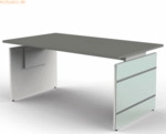 Kerkmann Schreibtisch Lugano Glas BxT 160x80cm grafit