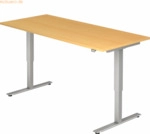 mcbuero.de Sitz-Steh-Schreibtisch elektrisch 180x80cm Buche/Silber