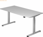 mcbuero.de Sitz-Steh-Schreibtisch elektrisch 160x80 -127cm Grau/silber