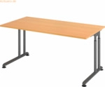 mcbuero.de Schreibtisch C-Fu&szlig; 160x80cm Buche/Graphit