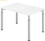 mcbuero.de Schreibtisch 120x80cm Wei&szlig;/Silber