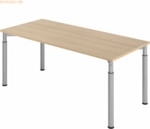 mcbuero.de Schreibtisch 180x80cm Eiche/Silber