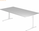 mcbuero.de Schreibtisch C-Fu&szlig; 200x100cm Grau/Wei&szlig;