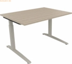 Soennecken Schreibtisch Kufe Quadrat B1800xT700xH650-850 silber/Eiche