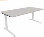 Soennecken Schreibtisch Kufe Quadrat B1800xT900xH650-850 wei&szlig;/Lichtgra