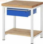 Rau Werkbank 750x700x840-1040mm 1xSchublade-TA lichtgrau/enzianblau