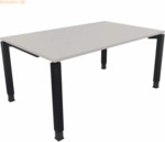 Soennecken Schreibtisch Vierfu&szlig; Quadratrohr B1600xT1000xH680-820 anthr