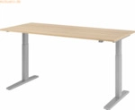 mcbuero.de Sitz-Steh-Schreibtisch elektrisch 180x80cm Eiche/Silber