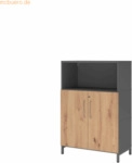 mcbuero.de Regal FlexWall T&uuml;ren 3OH Sockel graphit/asteiche