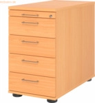 mcbuero.de Standcontainer 80cm 4 Schub Schloss B&uuml;gelgriff Buche