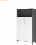 mcbuero.de Regal FlexWall T&uuml;ren 4OH Sockel graphit/wei&szlig;