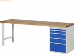 Rau Werkbank 2500x700x890mm 5xSchublade-TA lichtgrau/enzianblau