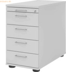 mcbuero.de Standcontainer 80cm 4 Schub Schloss B&uuml;gelgriff Grau