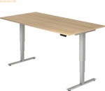 mcbuero.de Sitz-Steh-Schreibtisch elektrisch 200x100 -128,5cm Eiche/Si