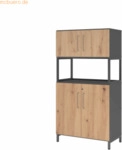 mcbuero.de Kombischrank FlexWall 4OH 1offen Sockel graphit/asteiche