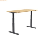 Soennecken Schreibtisch 1600x605-1255x800mm Platte Buche Gestell schwa