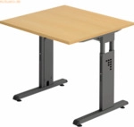 mcbuero.de Schreibtisch VOS08/6/G C-Fu&szlig; 80x80cm buche/graphit