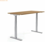 Soennecken Schreibtisch 1200x605-1255x800mm Platte Nuss Gestell silber